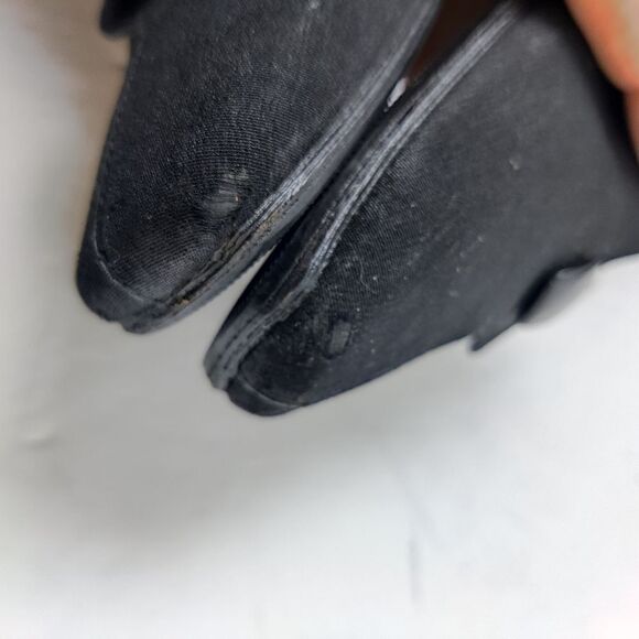 Stuart weitzman Pumps Sz 7 M Square Toe & Spool Heel Black Fabric & Leather - Picture 8 of 12